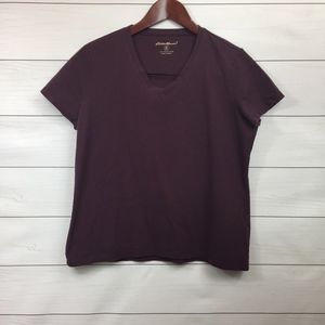 Eddie Bauer Solid Purple T-Shirt Medium